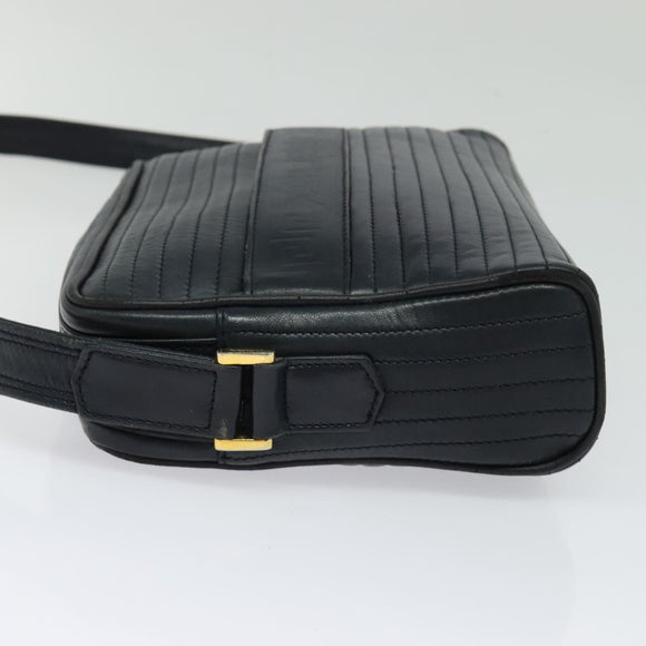 SAINT LAURENT Shoulder Bag Leather Navy Gold Auth BA4049