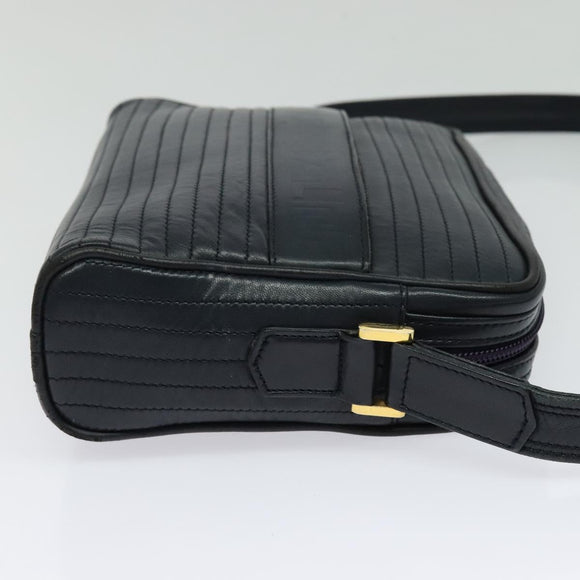 SAINT LAURENT Shoulder Bag Leather Navy Gold Auth BA4049