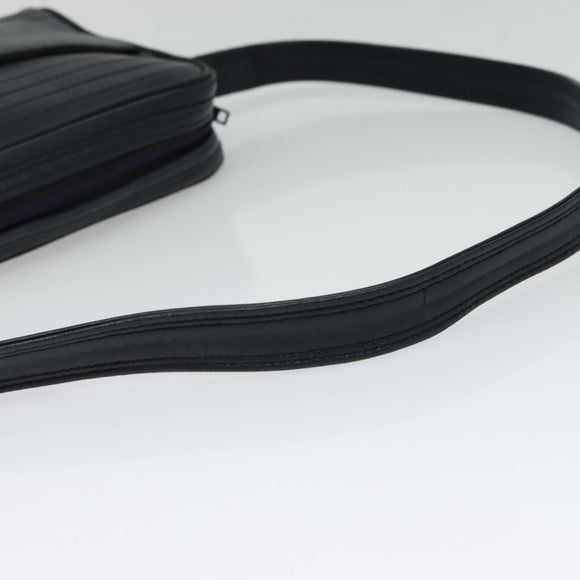 SAINT LAURENT Shoulder Bag Leather Navy Gold Auth BA4049