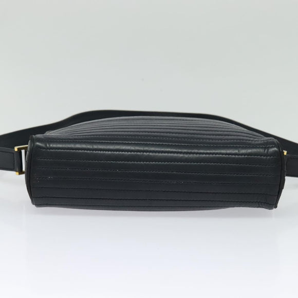 SAINT LAURENT Shoulder Bag Leather Navy Gold Auth BA4049