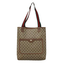 GUCCI GG Supreme Web Sherry Line Tote Bag PVC Beige Red 39 02 003 Auth BA405-13