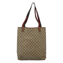 GUCCI GG Supreme Web Sherry Line Tote Bag PVC Beige Red 39 02 003 Auth BA405-2