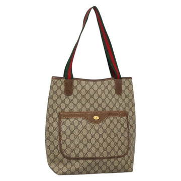 GUCCI GG Supreme Web Sherry Line Tote Bag PVC Beige Gold 16 002 4487 Auth BA4055