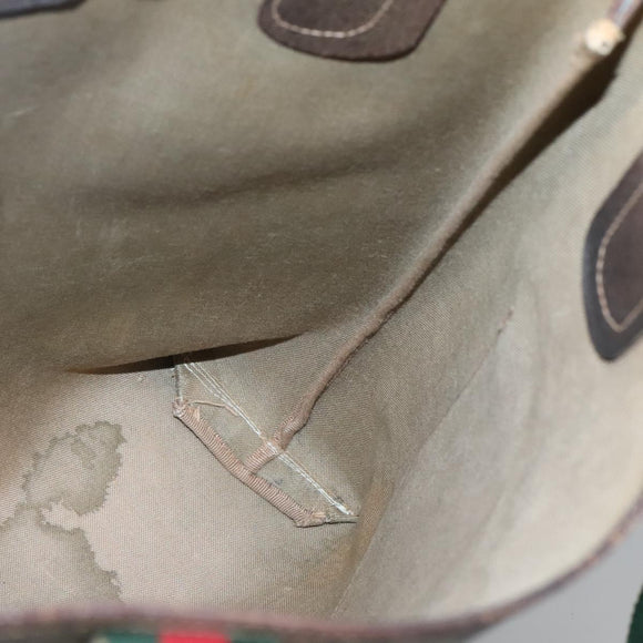 GUCCI GG Supreme Web Sherry Line Tote Bag PVC Beige Gold 16 002 4487 Auth BA4055