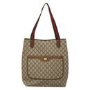 GUCCI GG Supreme Web Sherry Line Tote Bag PVC Beige Gold 16 002 4487 Auth BA4055-2