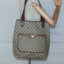GUCCI GG Supreme Web Sherry Line Tote Bag PVC Beige Gold 16 002 4487 Auth BA4055-21