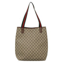 GUCCI GG Supreme Web Sherry Line Tote Bag PVC Beige Gold 16 002 4487 Auth BA4055-3