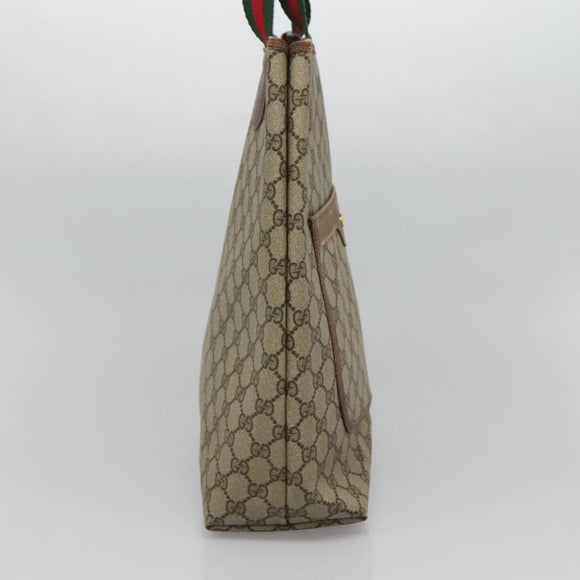 GUCCI GG Supreme Web Sherry Line Tote Bag PVC Beige Gold 16 002 4487 Auth BA4055