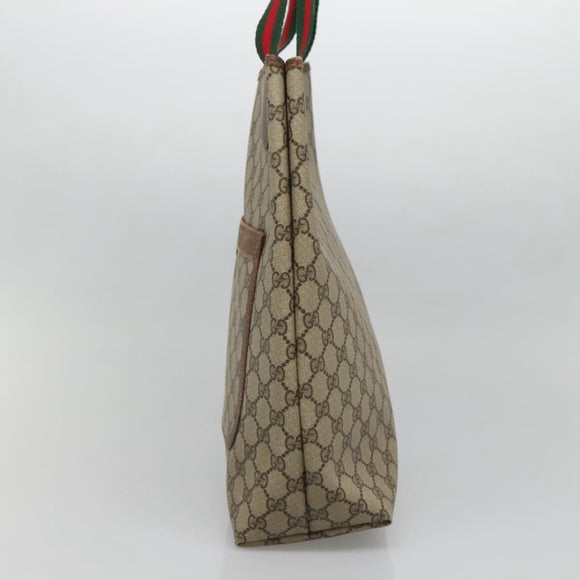 GUCCI GG Supreme Web Sherry Line Tote Bag PVC Beige Gold 16 002 4487 Auth BA4055