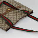 GUCCI GG Supreme Web Sherry Line Tote Bag PVC Beige Gold 16 002 4487 Auth BA4055-6