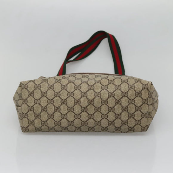 GUCCI GG Supreme Web Sherry Line Tote Bag PVC Beige Gold 16 002 4487 Auth BA4055