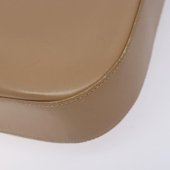 Salvatore Ferragamo Gancini Schoudertas Leer Beige Goud Auth BA4057