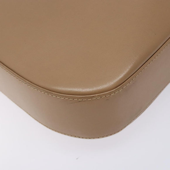 Salvatore Ferragamo Gancini Schoudertas Leer Beige Goud Auth BA4057