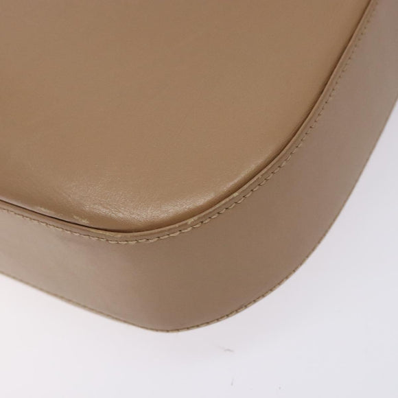 Salvatore Ferragamo Gancini Schoudertas Leer Beige Goud Auth BA4057