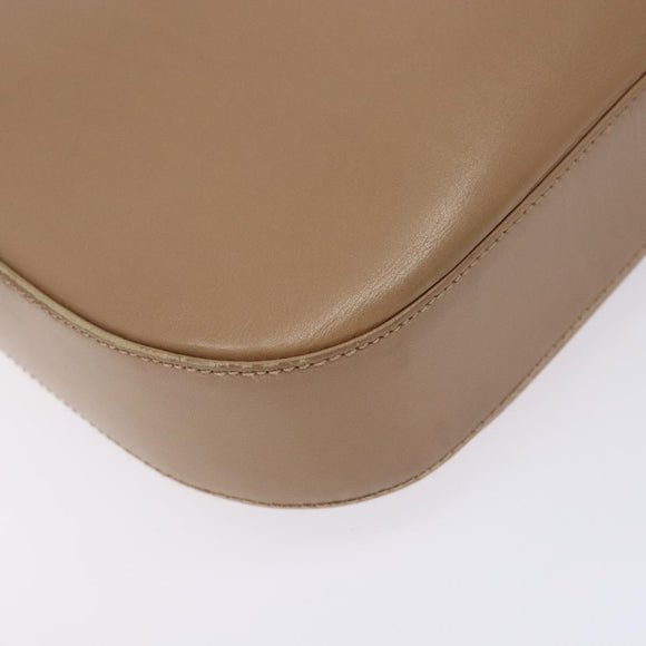 Salvatore Ferragamo Gancini Schoudertas Leer Beige Goud Auth BA4057