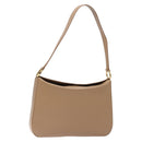 Salvatore Ferragamo Gancini Schoudertas Leer Beige Goud Auth BA4057-1