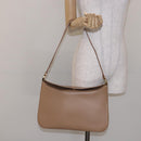 Salvatore Ferragamo Gancini Schoudertas Leer Beige Goud Auth BA4057-20
