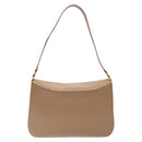 Salvatore Ferragamo Gancini Schoudertas Leer Beige Goud Auth BA4057-2