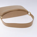 Salvatore Ferragamo Gancini Schoudertas Leer Beige Goud Auth BA4057-7