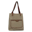 GUCCI GG Supreme Web Sherry Line Tote Bag PVC Beige Red 39 02 003 Auth BA406-1