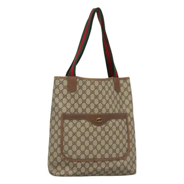 GUCCI GG Supreme Web Sherry Line Tote Bag PVC Beige Red 39 02 003 Auth BA406