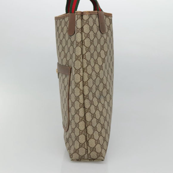 GUCCI GG Supreme Web Sherry Line Tote Bag PVC Beige Red 39 02 003 Auth BA406