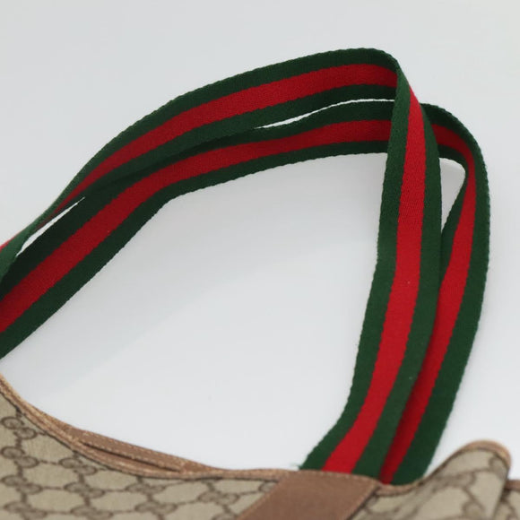 GUCCI GG Supreme Web Sherry Line Tote Bag PVC Beige Red 39 02 003 Auth BA406