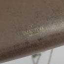 VALENTINO Studs Chain Shoulder Wallet Leather Pink Silver Auth BA4061-9