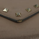 VALENTINO Studs Chain Shoulder Wallet Leather Pink Silver Auth BA4061-8