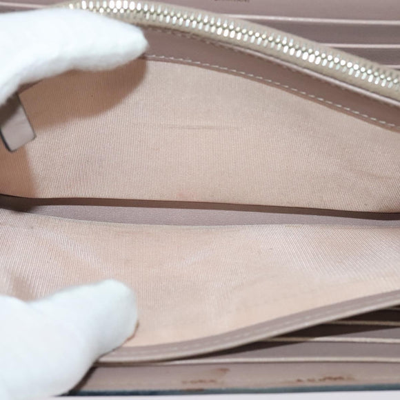 VALENTINO Studs Chain Shoulder Wallet Leather Pink Silver Auth BA4061