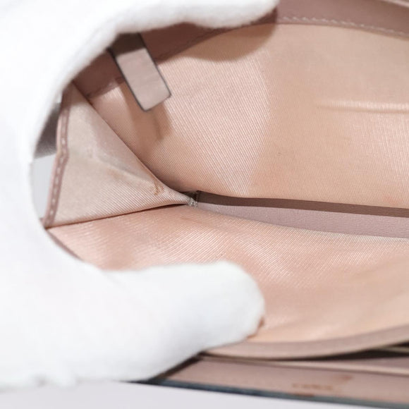 VALENTINO Studs Chain Shoulder Wallet Leather Pink Silver Auth BA4061