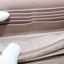 VALENTINO Studs Chain Shoulder Wallet Leather Pink Silver Auth BA4061-23