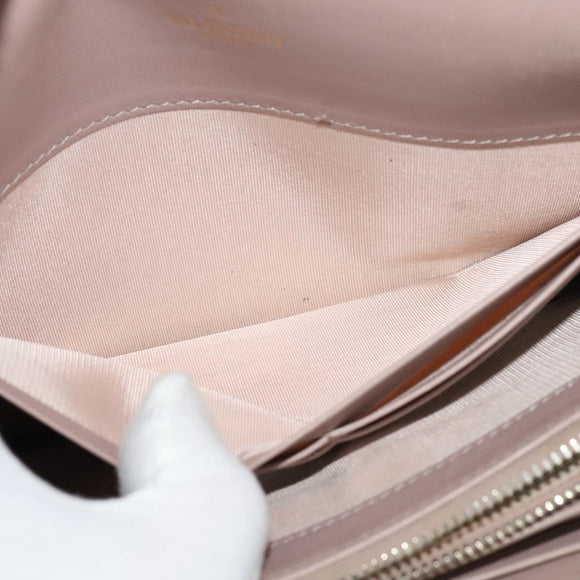 VALENTINO Studs Chain Shoulder Wallet Leather Pink Silver Auth BA4061