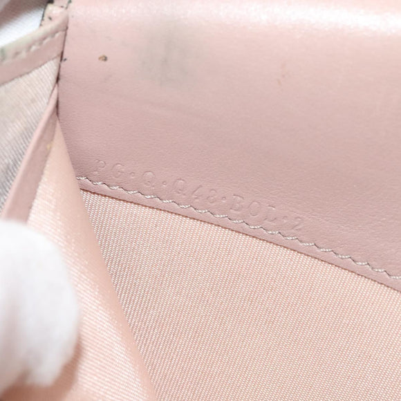 VALENTINO Studs Chain Shoulder Wallet Leather Pink Silver Auth BA4061