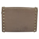 VALENTINO Studs Chain Shoulder Wallet Leather Pink Silver Auth BA4061-2