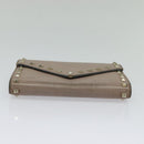 VALENTINO Studs Chain Shoulder Wallet Leather Pink Silver Auth BA4061-5