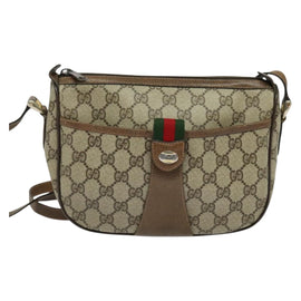 GUCCI GG Supreme Web Sherry Line Bag PVC Beige Gold 89 02 032 Auth BA4062 - 0