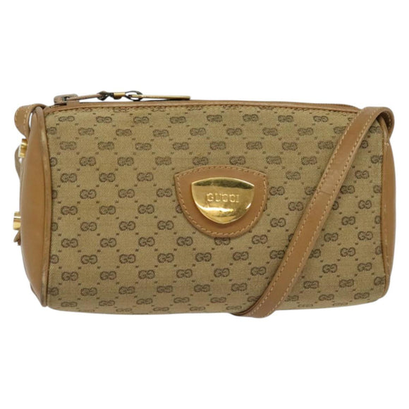 GUCCI Micro GG Canvas Shoulder Bag Vintage Beige Gold Auth BA4063