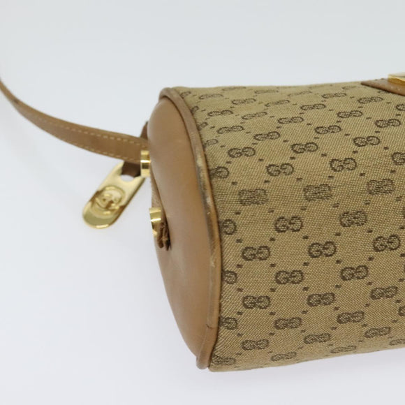 GUCCI Micro GG Canvas Shoulder Bag Vintage Beige Gold Auth BA4063