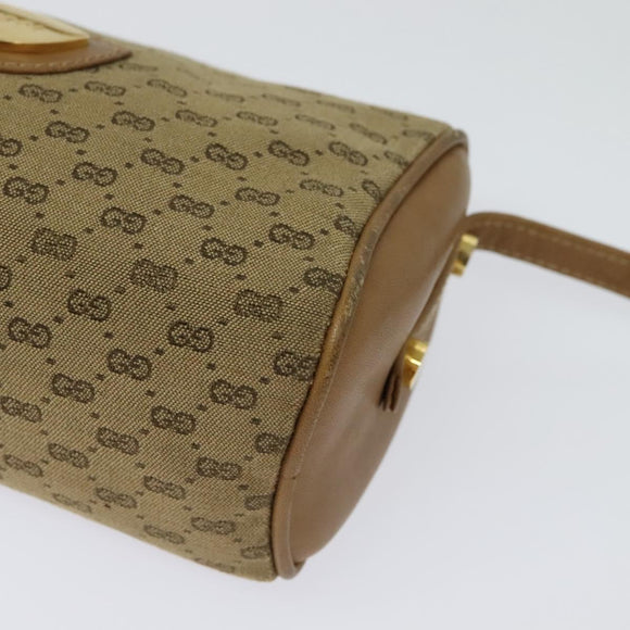 GUCCI Micro GG Canvas Shoulder Bag Vintage Beige Gold Auth BA4063