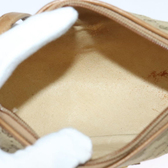 GUCCI Micro GG Canvas Shoulder Bag Vintage Beige Gold Auth BA4063