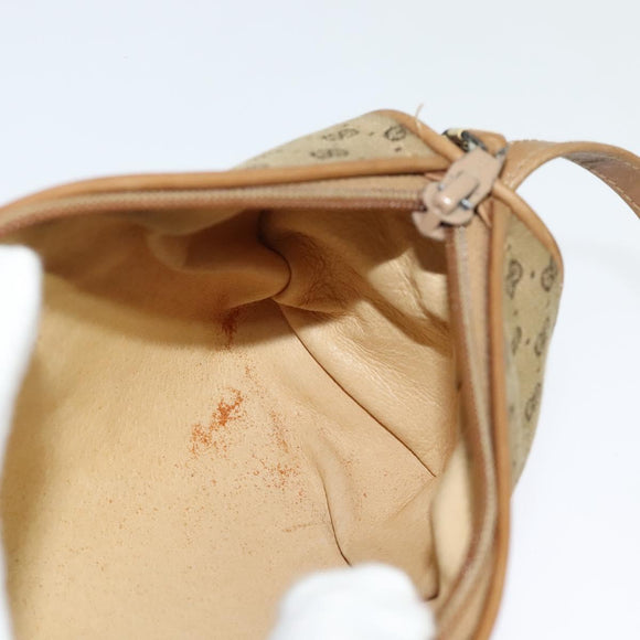 GUCCI Micro GG Canvas Shoulder Bag Vintage Beige Gold Auth BA4063
