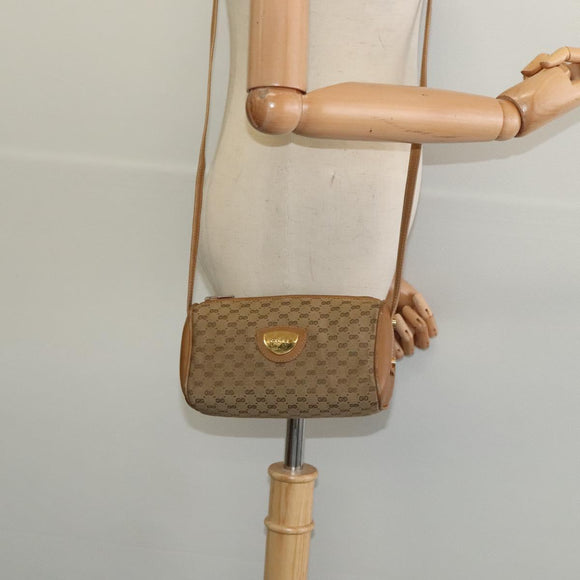 GUCCI Micro GG Canvas Shoulder Bag Vintage Beige Gold Auth BA4063