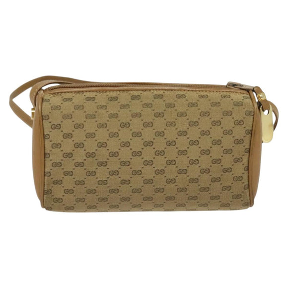 GUCCI Micro GG Canvas Shoulder Bag Vintage Beige Gold Auth BA4063
