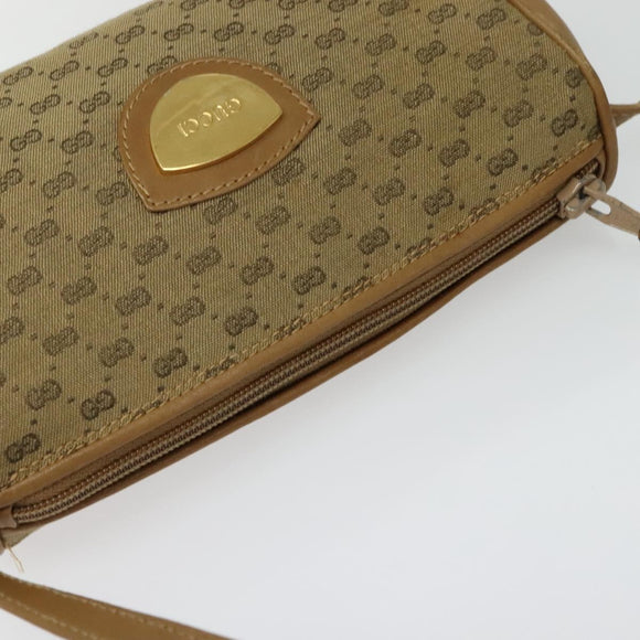 GUCCI Micro GG Canvas Shoulder Bag Vintage Beige Gold Auth BA4063