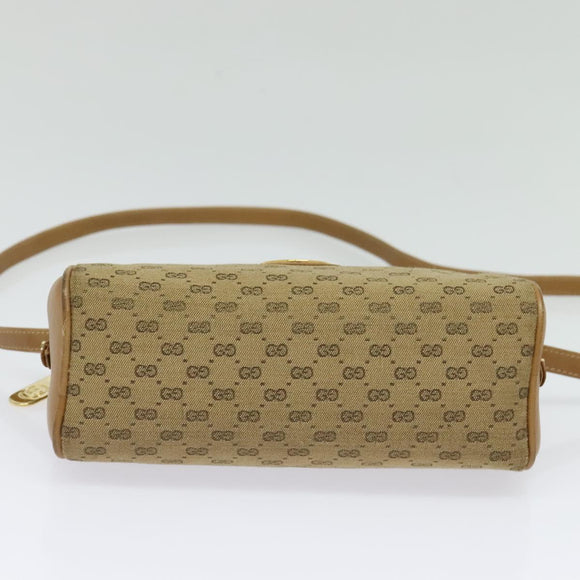 GUCCI Micro GG Canvas Shoulder Bag Vintage Beige Gold Auth BA4063
