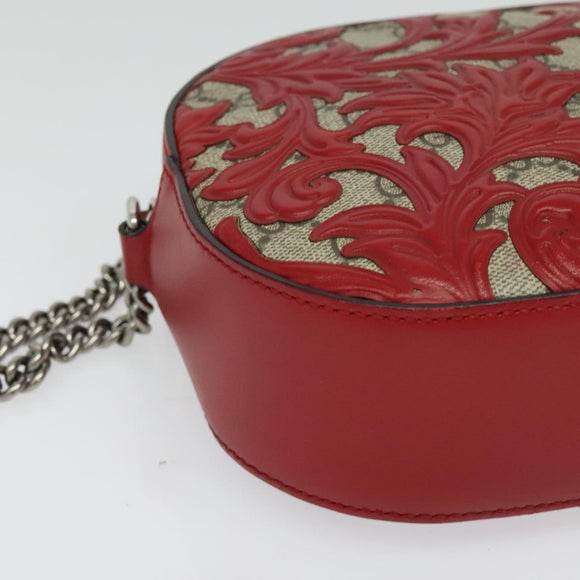 GUCCI GG Supreme Arabesque Chain Shoulder Bag PVC Beige 409535 Auth BA4077