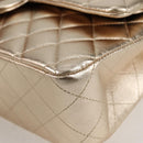 CHANEL Matelasse 25 Double Flap Chain Bag Lamb Skin Gold CC Auth BA4084SM-16