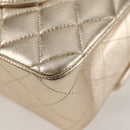 CHANEL Matelasse 25 Double Flap Chain Bag Lamb Skin Gold CC Auth BA4084SM-18