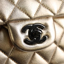 CHANEL Matelasse 25 Double Flap Chain Bag Lamb Skin Gold CC Auth BA4084SM-19